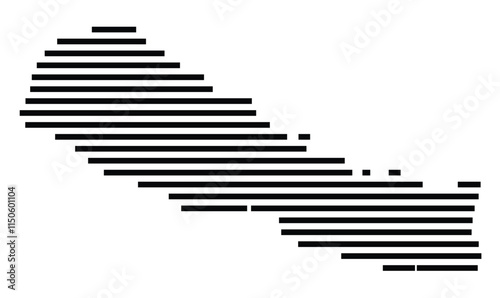 Abstract map of Nepal showing the country with horizontal black lines