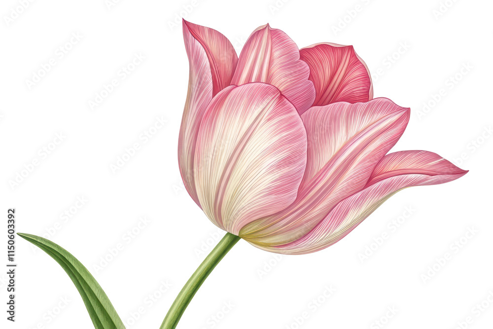 Fototapeta premium Delicate pink tulip with soft petals, cut out - stock png.