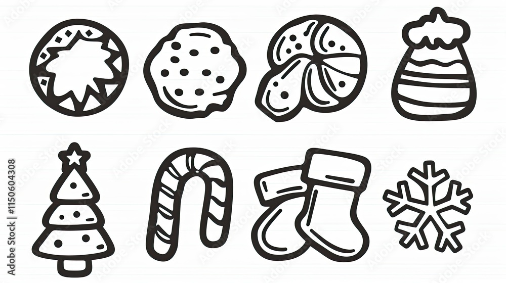 Christmas cookies, candy canes, stockings Christmas cookies, candy canes, stockings