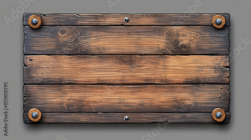 Cartoon wood texture sign board vector game ui border. Vintage wooden frame label isolated on transparent background, Brown boarder plank illustration set. Antique nail saloon retro panel element