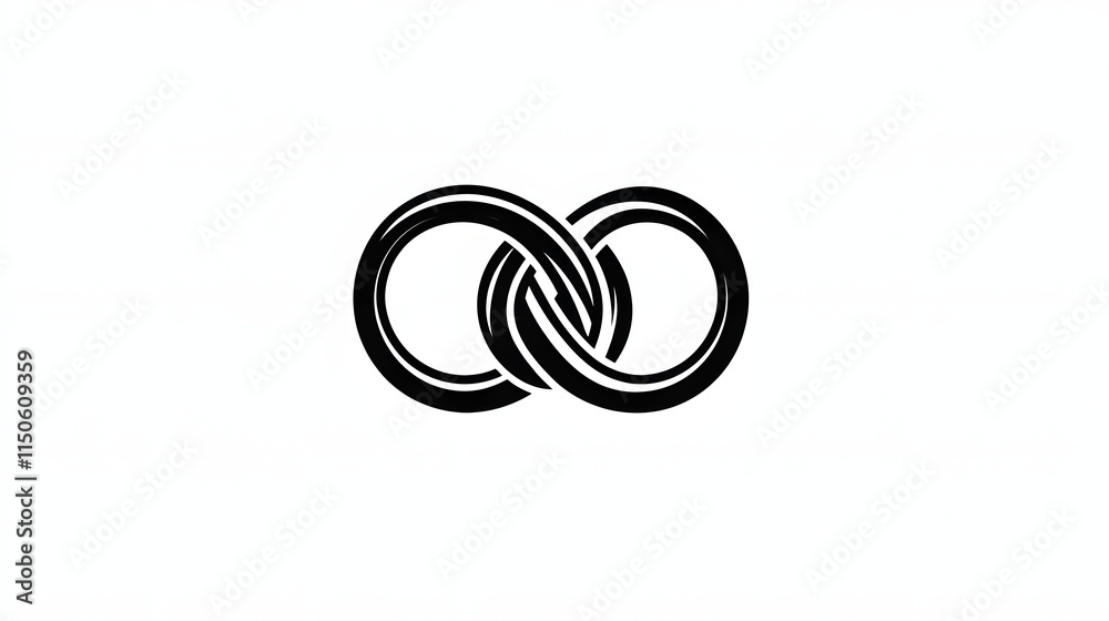 A minimalist tattoo design of intertwined circles representing infinity. A minimalist tattoo design of intertwined circles representing infinity.