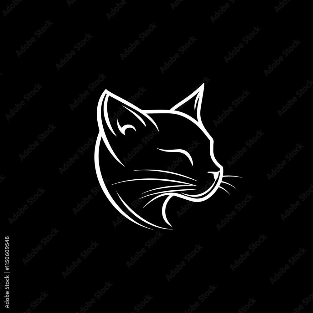 The cat's head face has whiskers and ears. Line art style cat's head vector illustration logo and icon design. The cat's head face has whiskers and ears. Line art style cat's head vector illustration logo and icon design.