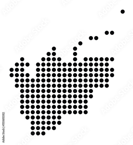 Symbol Map of the City Brandenburg an der Havel (Germany) showing the city with a pattern of just a few black dots