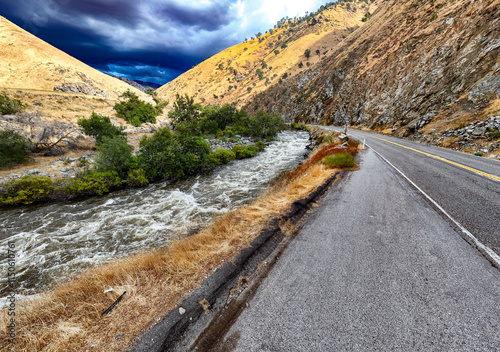Kern River Remington Hot Springs and Lake Isabella area Kern County and Sierras Central California by drone after Hurricane Hilary August 2023 photo
