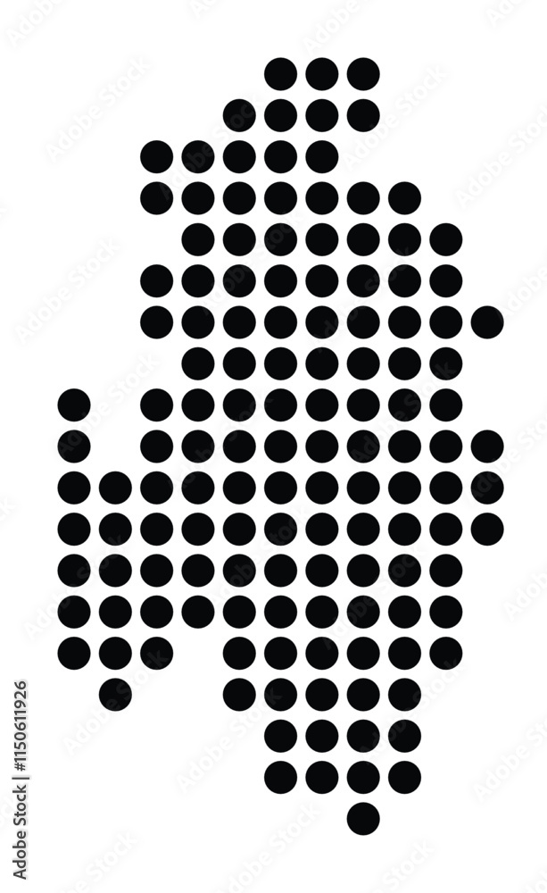 Symbol Map of the City Iserlohn (Germany) showing the city with a pattern of just a few black dots