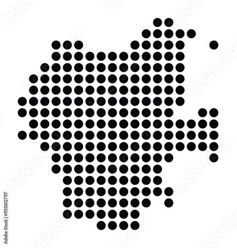 Symbol Map of the City Moenchengladbach (Germany) showing the city with a pattern of just a few black dots