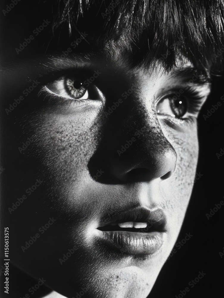Fototapeta premium Young Boy in Black and White