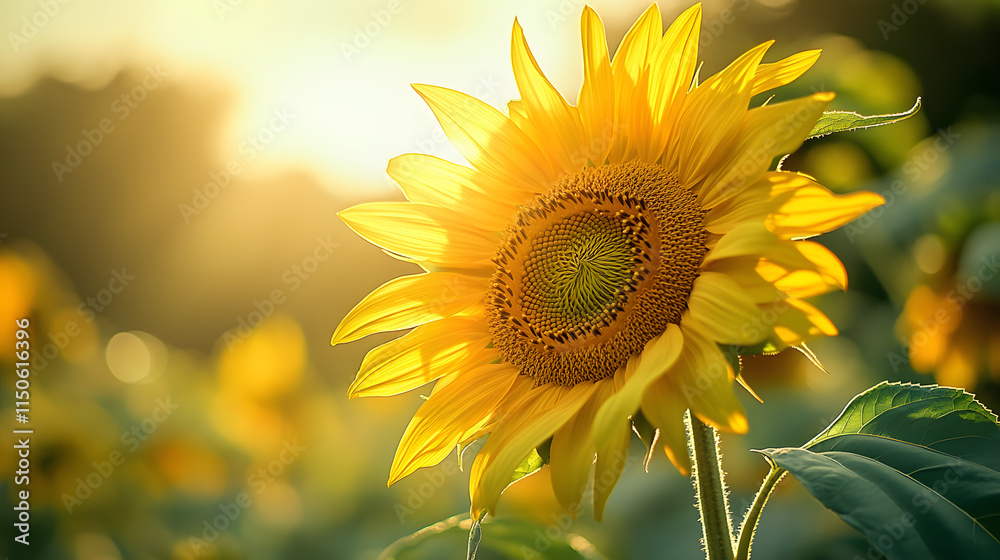 Fototapeta premium A softly blurred image of a sunflower taken with a classic analog camera.