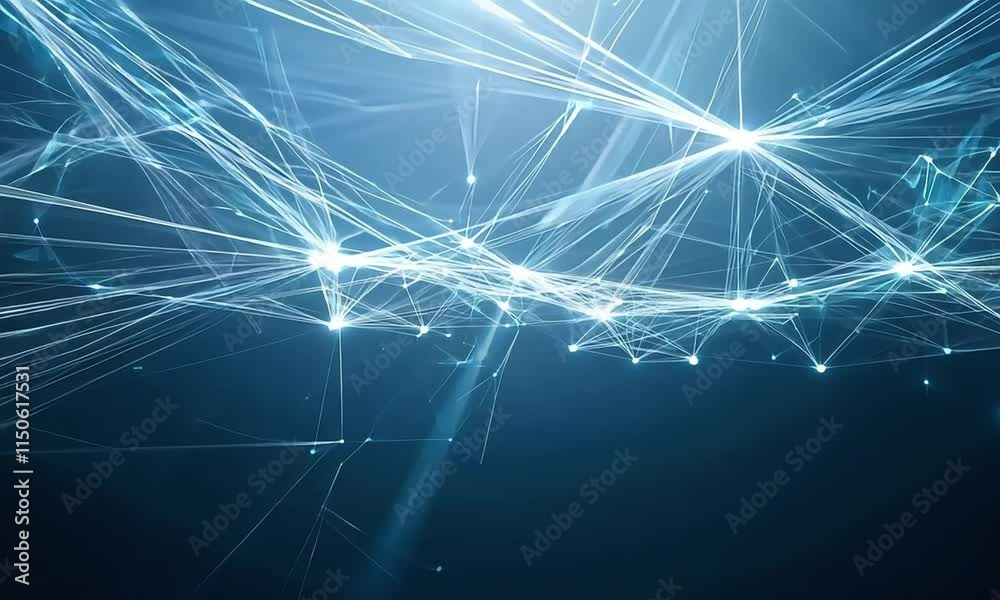 Visual Blue background with lots of lines and dots gives a futuristic and technological impression