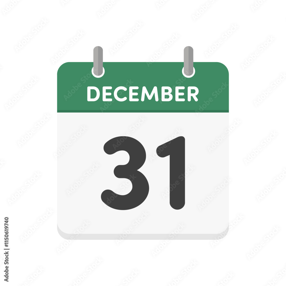 December 31 tear-off calendar icon isolated on white background - simple design in English with the date Dec 31. New year's eve concept. December 31 tear-off calendar icon isolated on white background - simple design in English with the date Dec 31. New year's eve concept.