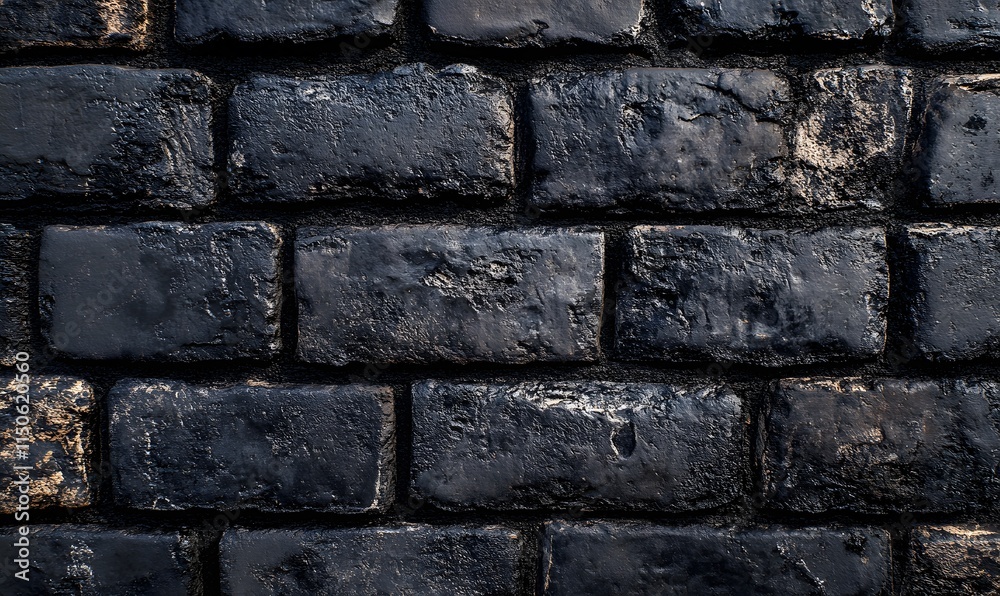 An extreme close-up of a black brick wall, showcasing the rough texture and details of the bricks An extreme close-up of a black brick wall, showcasing the rough texture and details of the bricks