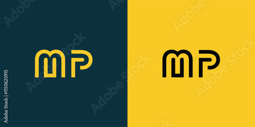 MP abstract  minimalist letters Logo Monogram. It is a minimalist logo, this logo is made by combining two letters