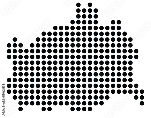 Symbol Map of the City Wien (Austria) showing the city with a pattern of just a few black dots