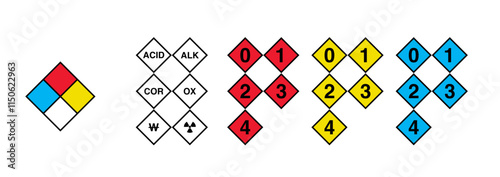 NFPA Diamond set collection, Chemical safety sign vector set, NFPA Diamonds sign customizable