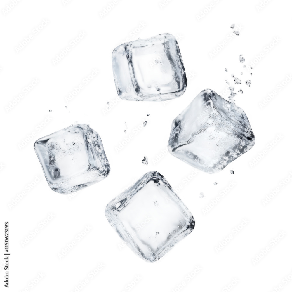 Four flying ice cubes cut out
Four flying ice cubes cut out
