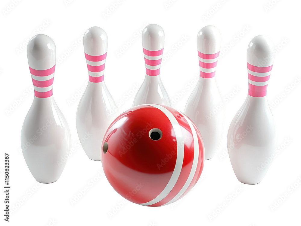 Striking down pins with a bowling ball, cut out
Striking down pins with a bowling ball, cut out
