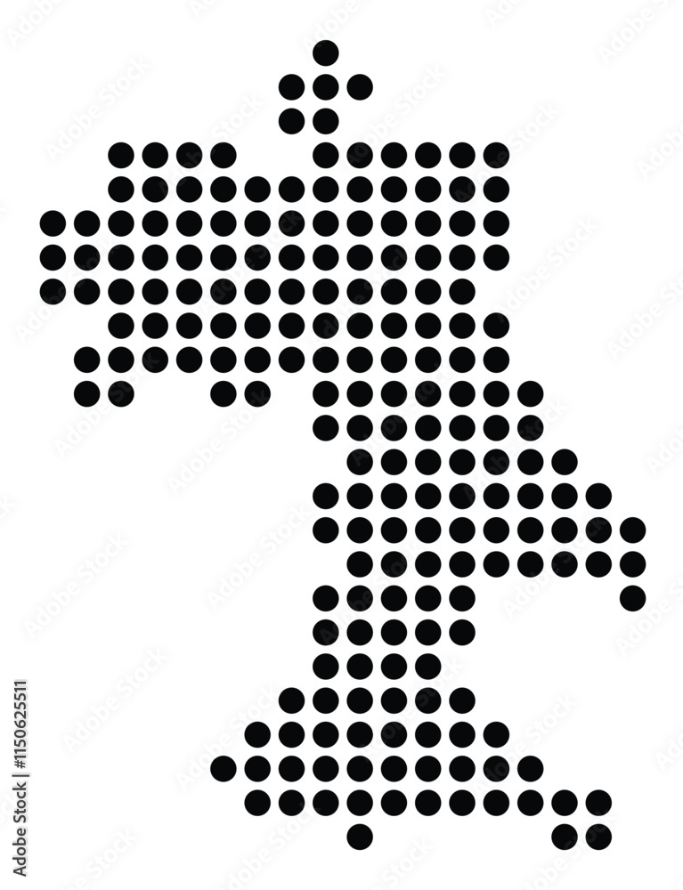 Symbol Map of the City Arles (France) showing the city with a pattern of just a few black dots Symbol Map of the City Arles (France) showing the city with a pattern of just a few black dots