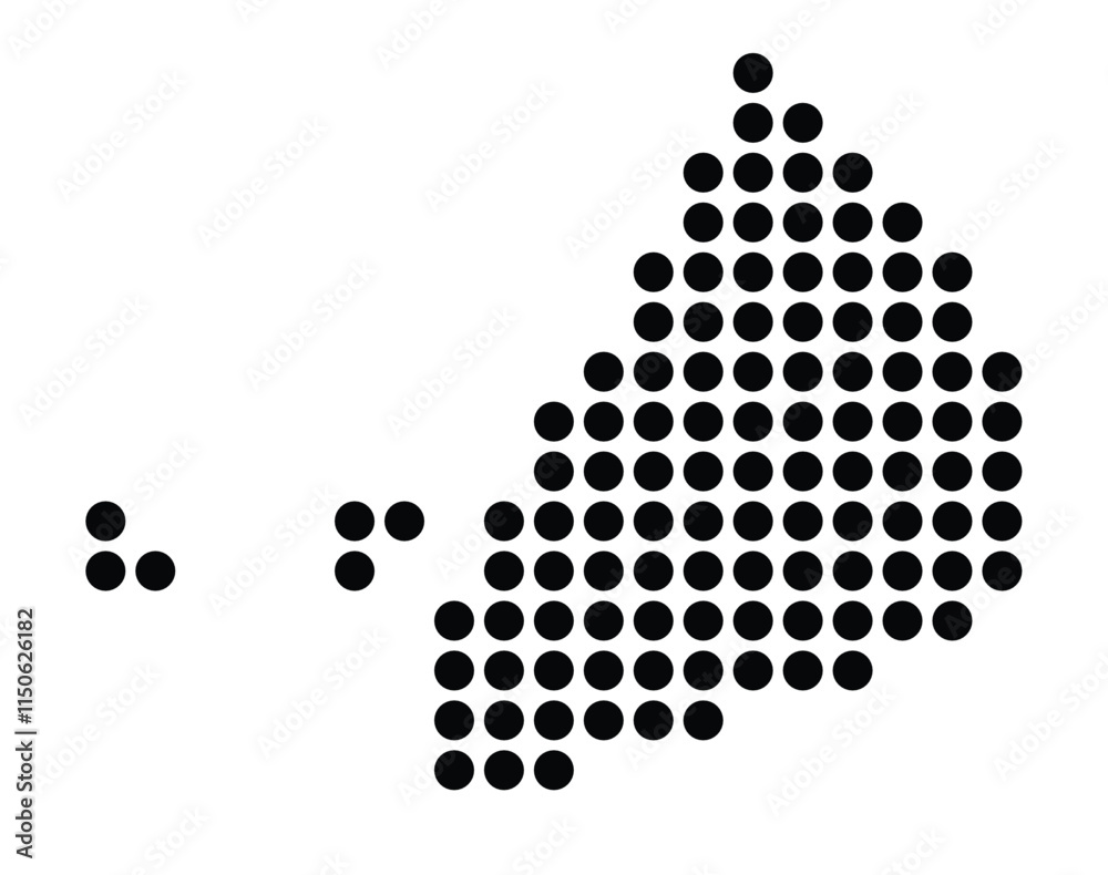 Symbol Map of the City Dzaoudzi (France) showing the city with a pattern of just a few black dots Symbol Map of the City Dzaoudzi (France) showing the city with a pattern of just a few black dots