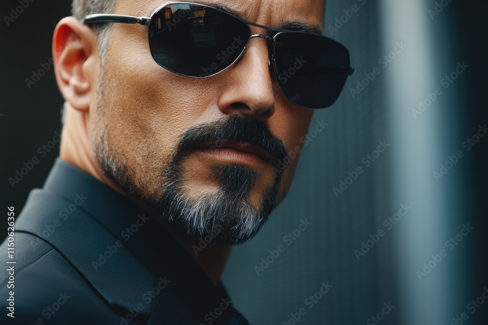 Fototapeta premium Man in suit with beard and sunglasses