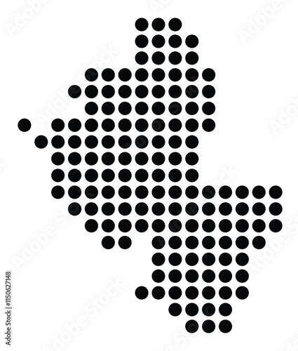 Symbol Map of the City Quimper (France) showing the city with a pattern of just a few black dots