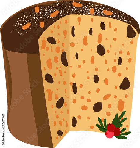 Traditional Christmas panettone with chocolate and candied fruit.