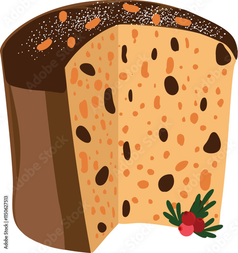 Traditional Christmas panettone with chocolate and candied fruit.