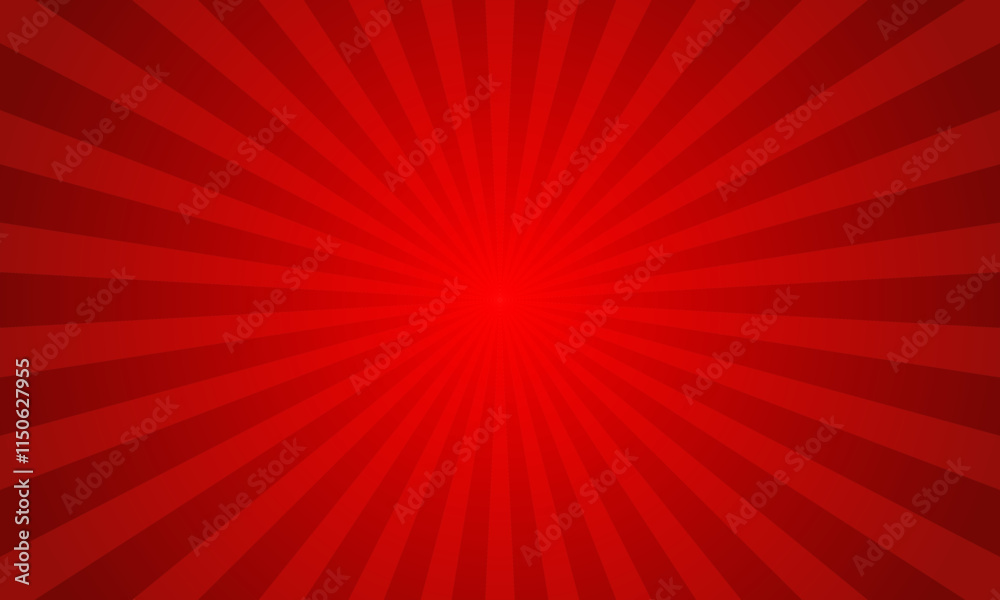 Red radial burst background with light