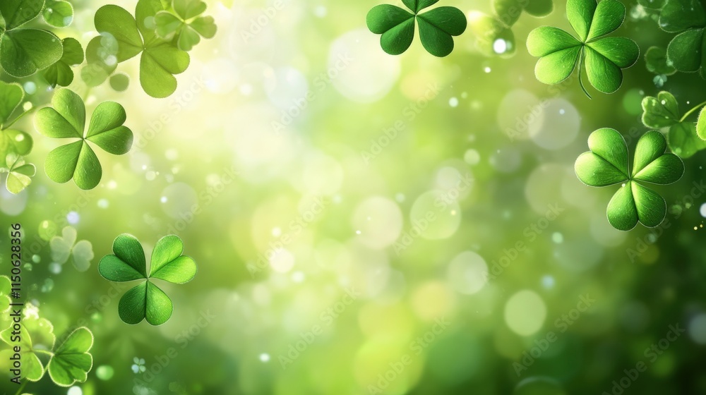 Lush Green Background with Shamrock Leaves Lush Green Background with Shamrock Leaves