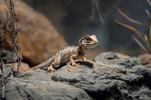 Boyd's forest dragon standing on rocks in natural habitat photo