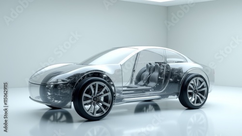 A clean studio featuring an electric car propulsion system prototype