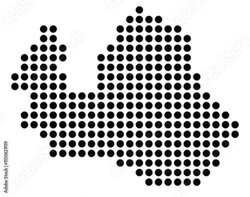 Symbol Map of the City Latina (Italy) showing the city with a pattern of just a few black dots
