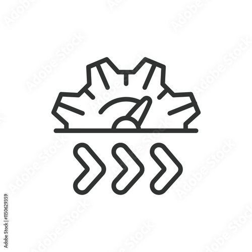 Gear speed, icon in line design. Gear, speed, transmission, mechanism, acceleration, gear shift, motor on white background vector. Gear speed editable stroke icon