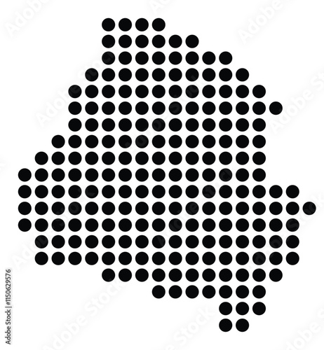Symbol Map of the City Potenza (Italy) showing the city with a pattern of just a few black dots
