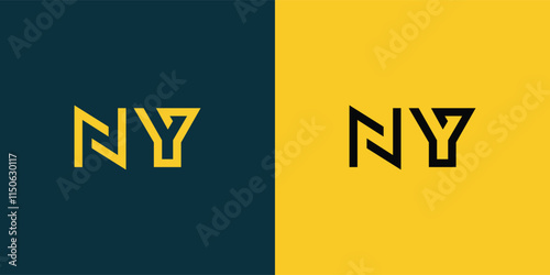 NY abstract  minimalist letters Logo Monogram. It is a minimalist logo, this logo is made by combining two letters