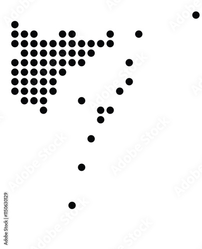 Symbol Map of the City Venezia (Italy) showing the city with a pattern of just a few black dots