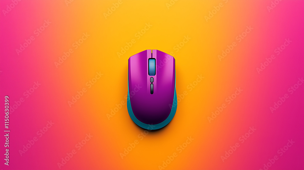 purplw wireless optical mouse on yellow background purplw wireless optical mouse on yellow background