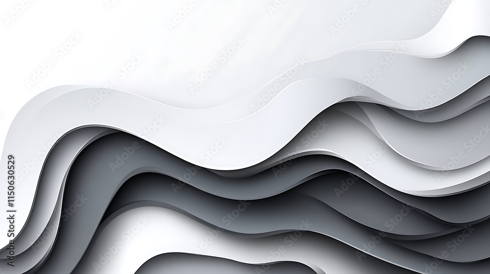 Abstract grayscale waves layered design background Abstract grayscale waves layered design background
