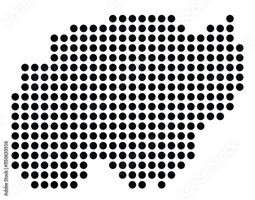 Symbol Map of the City Alphen aan den Rijn (Netherlands) showing the city with a pattern of just a few black dots