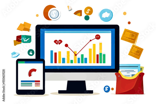 tablet pc with graphs and charts
