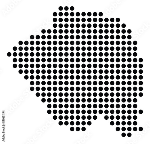 Symbol Map of the City Lelystad (Netherlands) showing the city with a pattern of just a few black dots