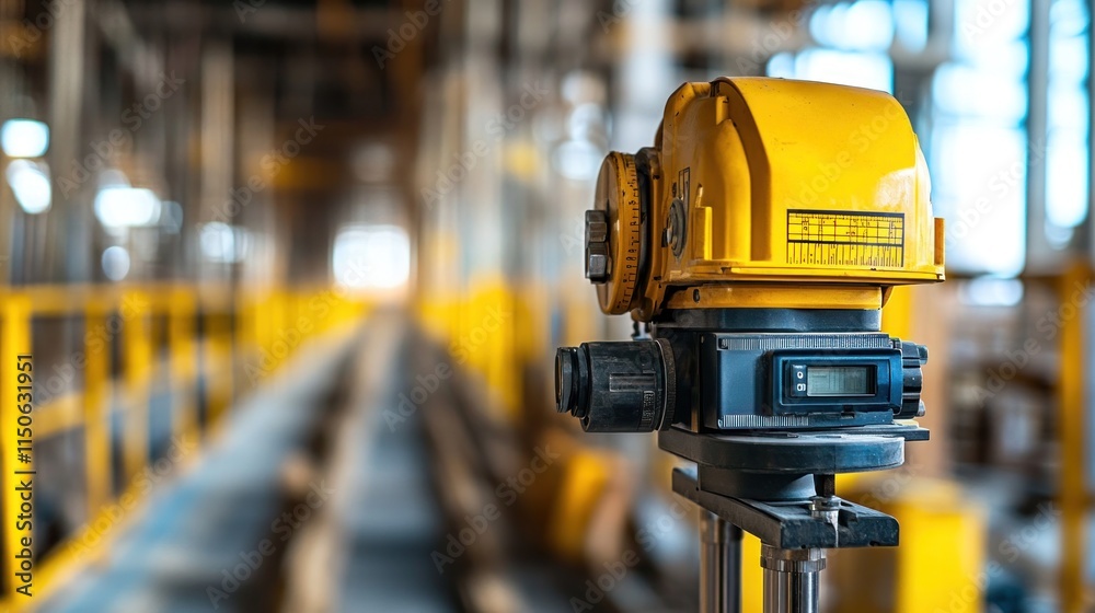 Yellow industrial surveying instrument. Yellow industrial surveying instrument.