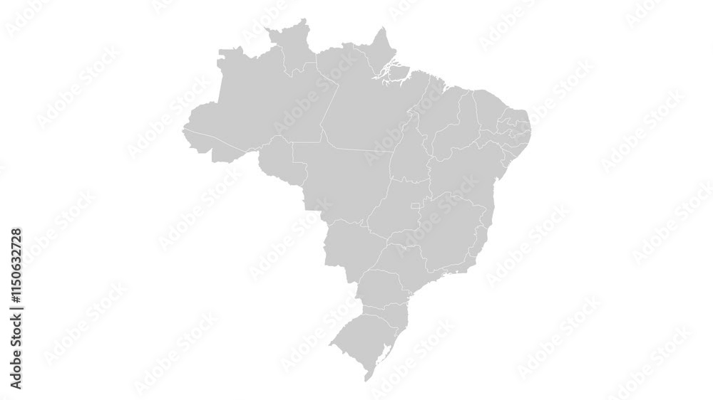 Brazil map animation. Animation of connecting all region country into a whole Brazil map with borders in the background with an alpha channel. Motion design. Brazil map animation. Animation of connecting all region country into a whole Brazil map with borders in the background with an alpha channel. Motion design.