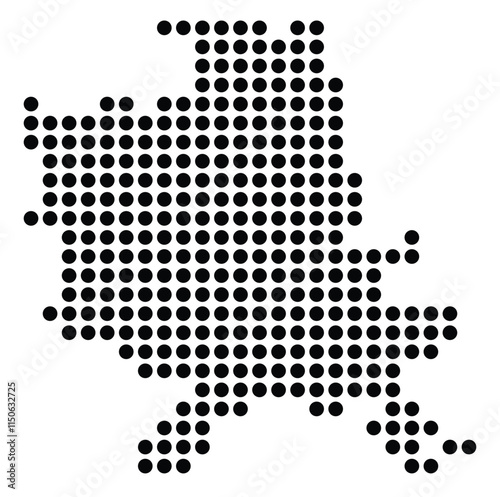 Symbol Map of the City M. Szczecin (Poland) showing the city with a pattern of just a few black dots