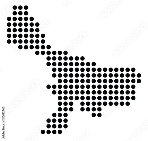 Symbol Map of the City M. Wloclawek (Poland) showing the city with a pattern of just a few black dots