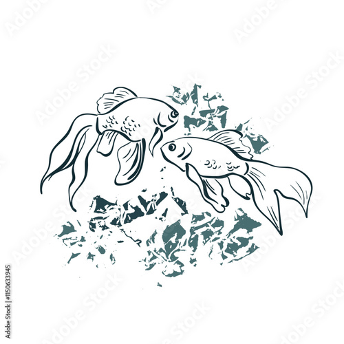 gold fish carp japanese chinese vector design background elements