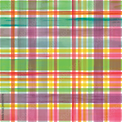 watercolor check pattern. unique colorful design .hand drawn checks new and classic pattern