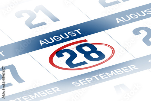 28 August 2025 year calendar day illustration photo