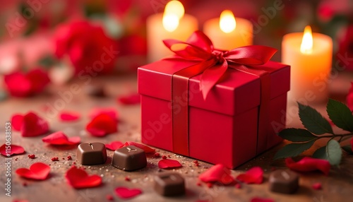 Chocolate Box and Candles for Valentine’s Day photo