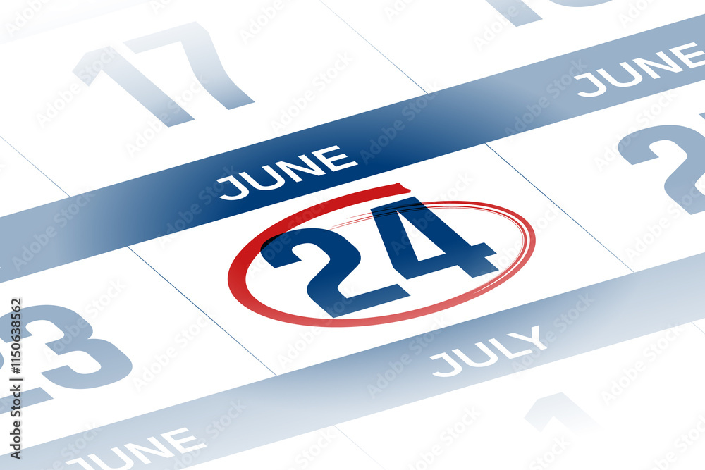 24 June 2025 year calendar day illustration 24 June 2025 year calendar day illustration