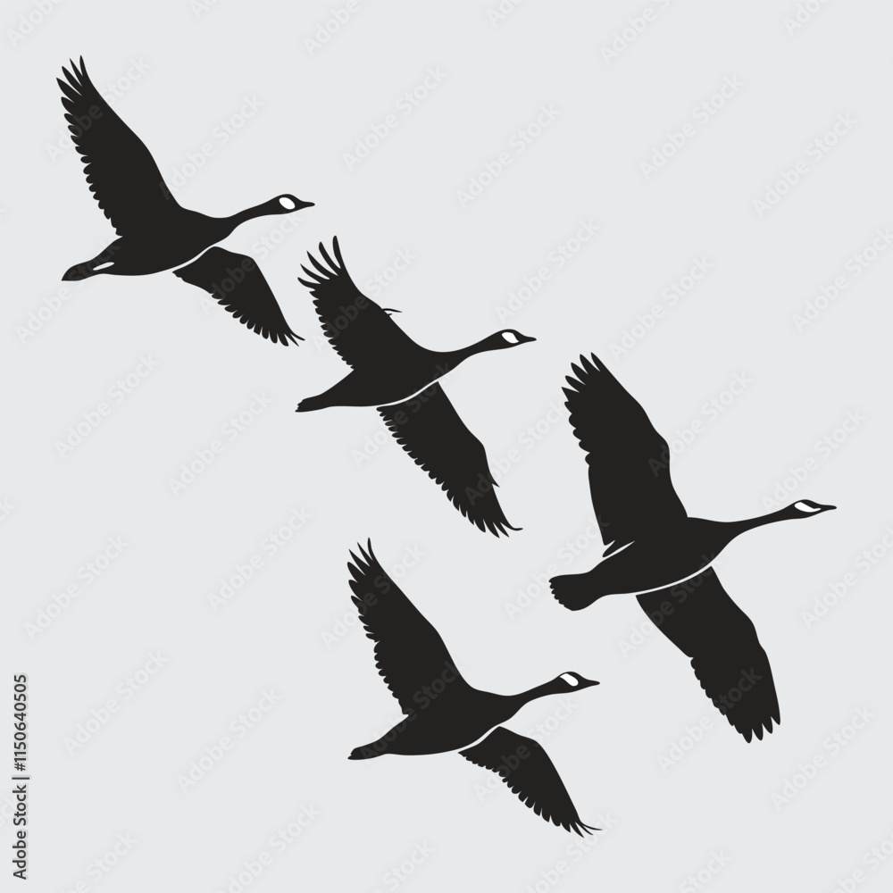 Geese image silhouette vector art and illustration Geese image silhouette vector art and illustration